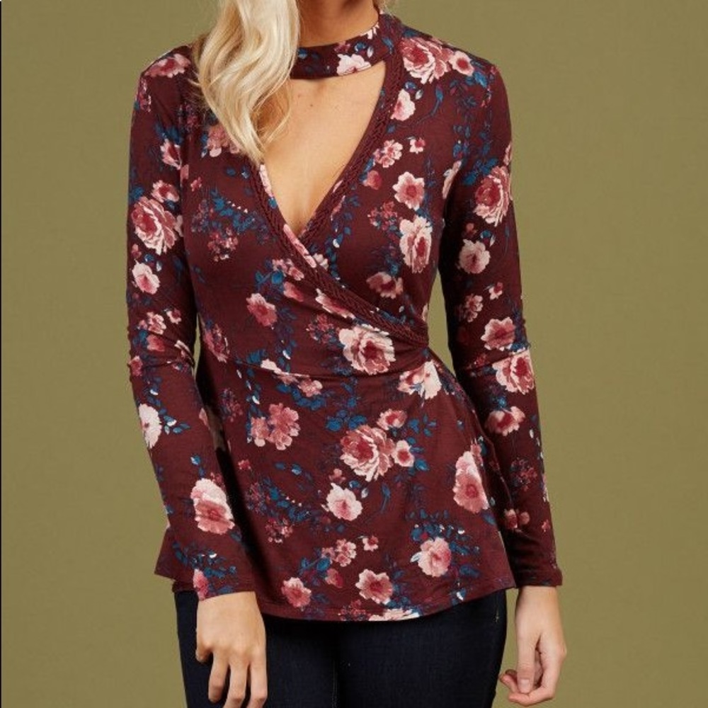 Altar’D State Floral Wrap Top